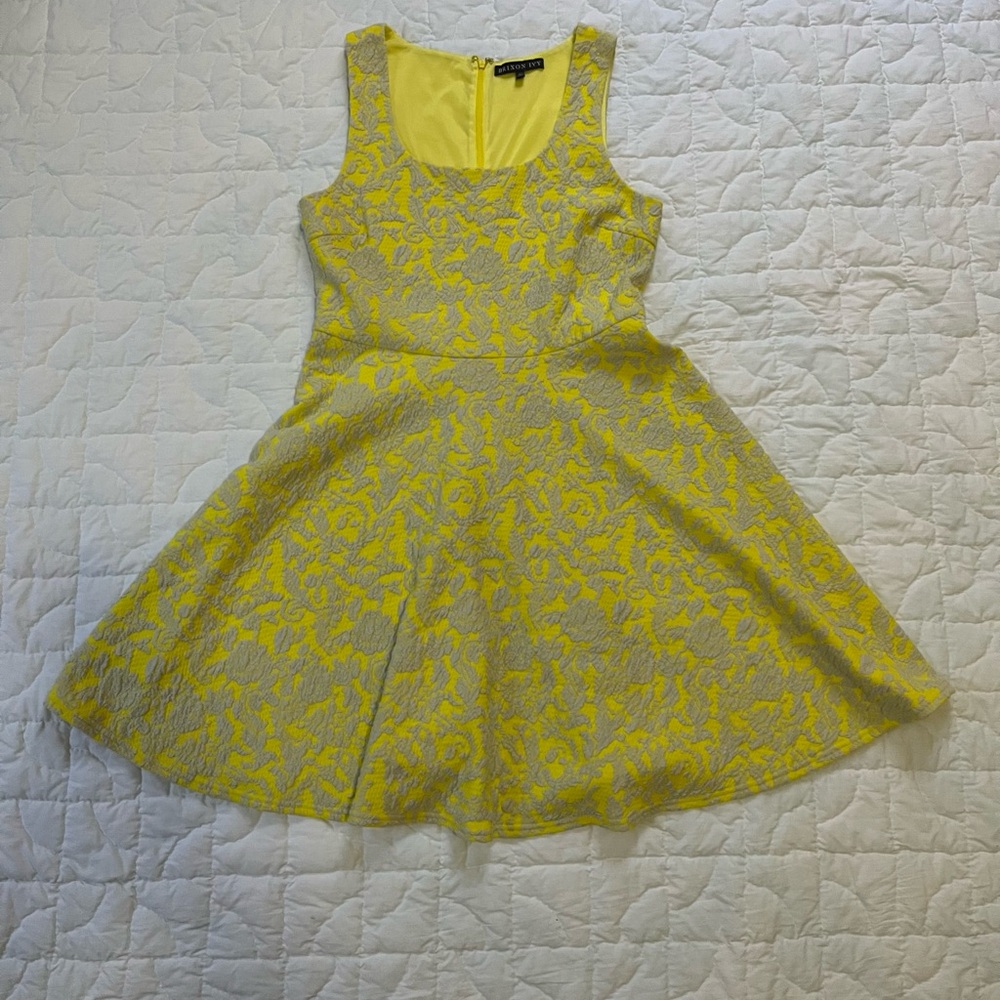 Brixon Ivy Yellow and Gray Floral Dress